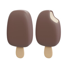 3d rendering vanilla ice cream coated in chocolate is so cute transparent