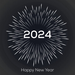 Happy New Year 2024 Vector graphic typo design white firework on a gray background

