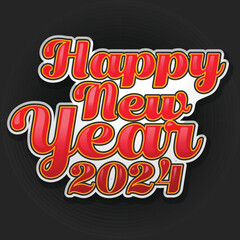 happy new year 2024 Vector graphic typo design red comic style colors