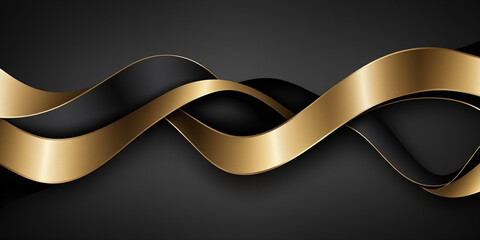 gold ribbon twist on black background