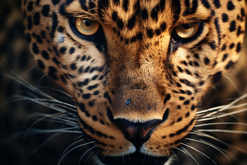 Obraz premium Close-up of a leopard, a predator in the open field.