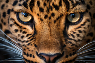 Close-up of a leopard, a predator in the open field.