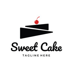 Sweet cake template logo design vector illustration