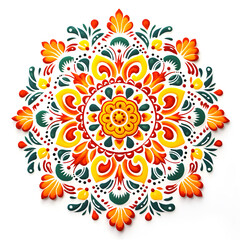 Fototapeta na wymiar abstract floral design of Rangoli for Diwali on white background 