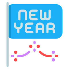new year flags icon with flat style and pixel perfect base. Suitable for website design, logo, app and UI. Based on the size of the icon in general, so it can be reduced.