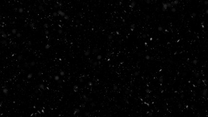 Falling White Snow in the Background. Texture Winter Snowflakes. Falling Snow Isolated on a Black Background - obrazy, fototapety, plakaty