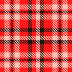 Red Black Beige Tartan Plaid Pattern Seamless. Checkered fabric texture for flannel shirt, skirt, blanket
