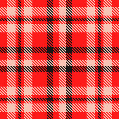 Red Black Beige Tartan Plaid Pattern Seamless. Checkered fabric texture for flannel shirt, skirt, blanket
