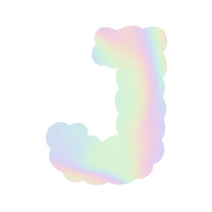 Holographic y2k Alphabet Cloud Bubble Cute Typography pastel colorful Trendy Retro childish for birthday nursery baby shower