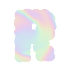 Holographic y2k Alphabet Cloud Bubble Cute Typography pastel colorful Trendy Retro childish for birthday nursery baby shower