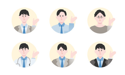 片手で案内する男性のイラストセット
