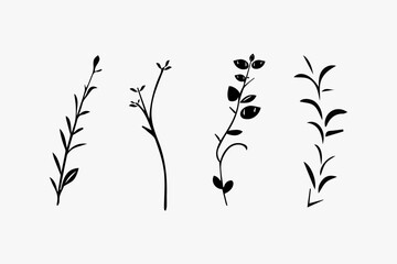 Vector black and white Hand drawn with drowing tree illustration