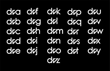 DRA, DRB, DRC, DRD, DRE, DRF, DRG, DRH, DRI, DRJ, DRK, DRL, DRM, DRN, DRO, DRP, DRQ, DRR, DRS, DRT, DRU, DRV, DRW, DRX, DRY, DRZ Letter Initial Logo Design Template Vector Illustration