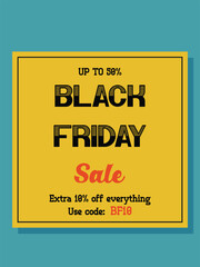 Black Friday Poster Banner in retro style. Black Friday sale concept flat vector.