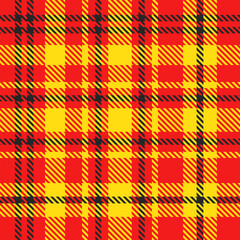 Red Black Yellow Tartan Plaid Pattern Seamless. Checkered fabric texture for flannel shirt, skirt, blanket
