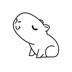 Cute cartoon capybara. Perfect for coloring page or book for  illustration.