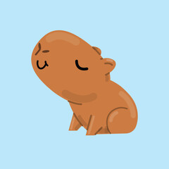 Cute cartoon capybara. Vector illustration.