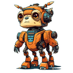 Cartoon cool robots. Funny cyborgs. T-Shirt, Sticker. AI Generated