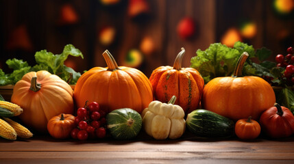 Thanksgiving decorative background with pumpkins