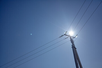 Fototapeta premium high-voltage power lines, electricity transmission, electricity transportation