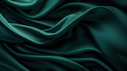 Obraz premium Dark green silk texture with soft waves