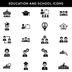 Education and School Icon Set (Black Version)