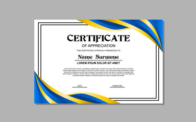 Obraz premium certificate template in blue and gold colors for business and education appreciation abstract style