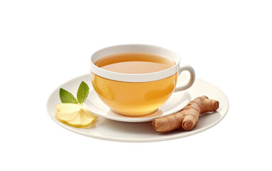 Realistic Ginger Tea Composition On White or PNG Transparent Background