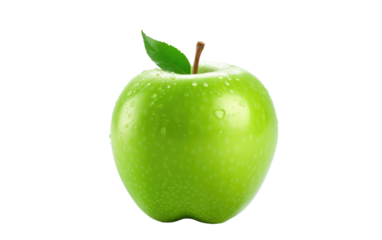 Green Apple Portrayed Realistically On White or PNG Transparent Background