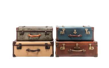 Detailed Vintage Luggage in Realism On White or PNG Transparent Background