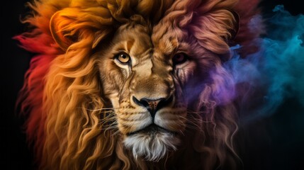 Naklejka premium animal Lion portrait with Generative AI. 