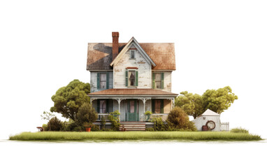 Photorealistic Rustic Home Painting On White or PNG Transparent Background