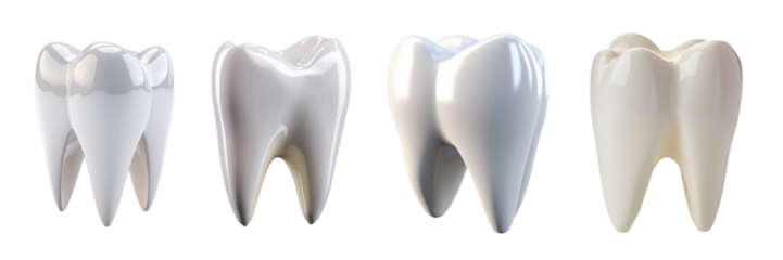 Set of elegant and shiny tooth isolated on a transparent or white background