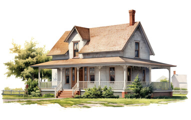 True-to-Life Countryside Residence Composition On White or PNG Transparent Background