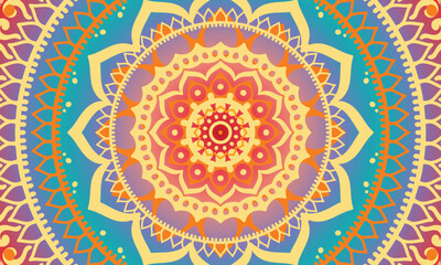 Dreamy gradient wallpaper with mandala pattern. Vector background for yoga, meditation poster.