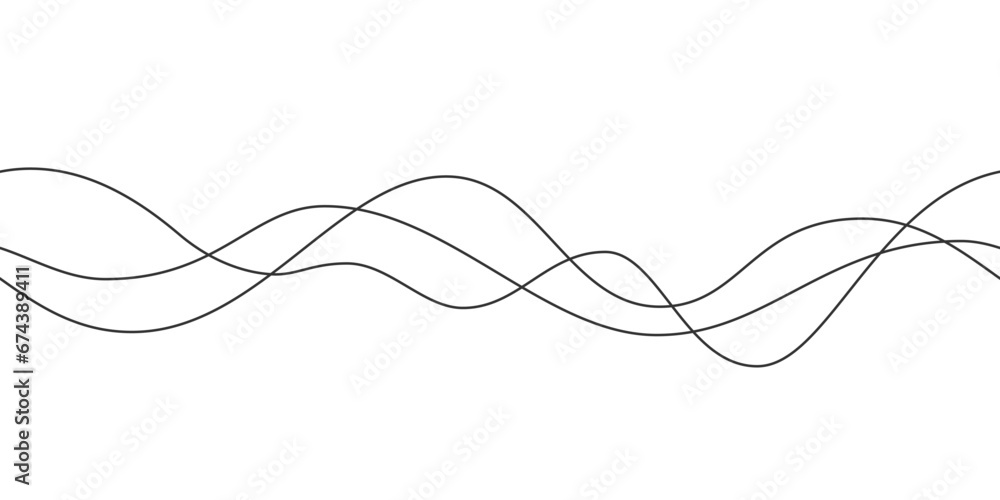 Poster line curve waves. thin wavy line seamless pattern. abstract dynamic curve stroke. simple striped gra