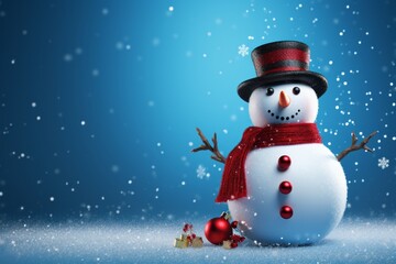 Obraz premium snowman in the snow background