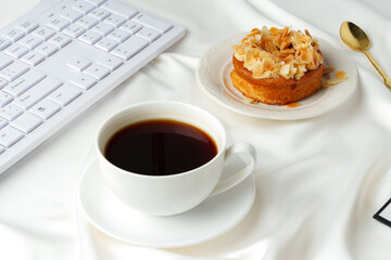 Close up of tartlet with almond petals
