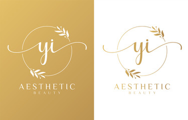 Letter Y and I Beauty Logo with Flourish Ornament