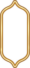 Ramadan golden frame. Islamic window shape. Arabic arch. Muslim vintage border for design. Indian decoration in oriental style.