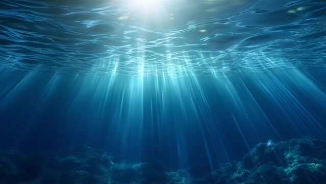 Sun shining underwater environment creating a beautiful and vibrant display of light Generative AI