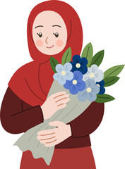 Woman holding flower bouquet 