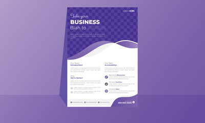 Template vector design for Flyer, Annual Report, Corporate Presentation, Portfolio, Flyer, infographic, layout modern with Purple color size A4.