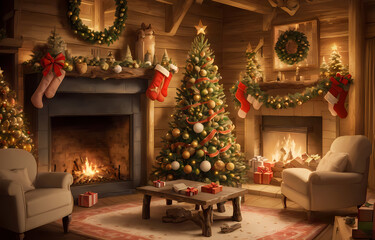 Fototapeta premium Decorating the house on Christmas