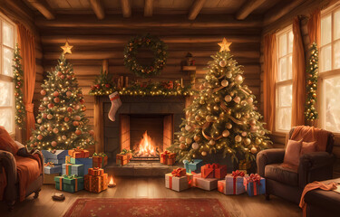 Fototapeta na wymiar Decorating the house on Christmas
