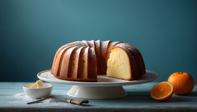 Traditional vanilla pound cake with orange extract