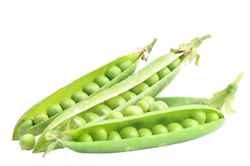 Green peas isolated on white background