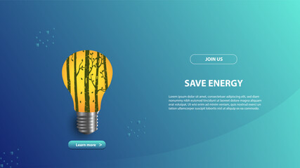 Landing page template of save energy. Modern flat design concept of web page design for website and mobile website.
