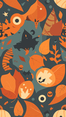 halloween pattern with pumpkins created with generative AI