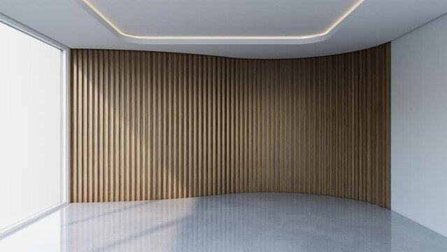animation Empty room modern minimalist architecture, curved space without corners, 3d illustration rendering